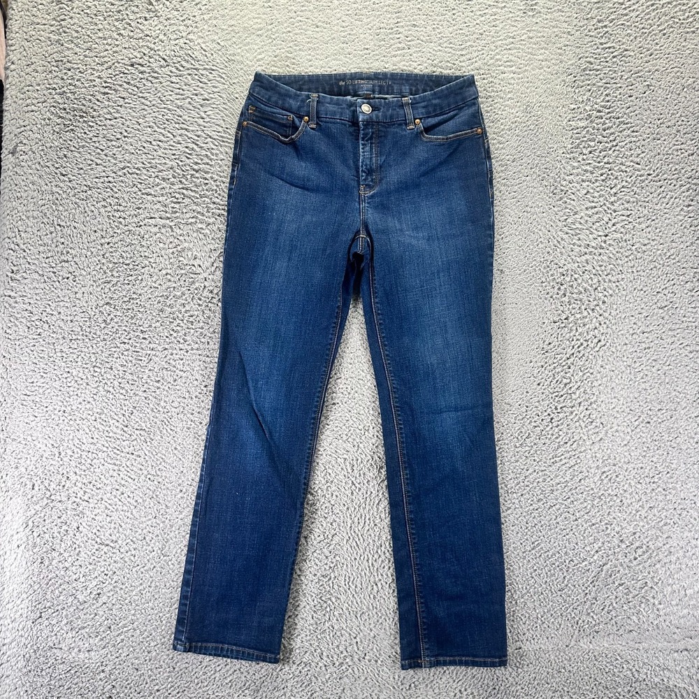Chico's So Lifting Jeans Womens 0 Blue Cotton Denim Straight Slim Faded Stretch